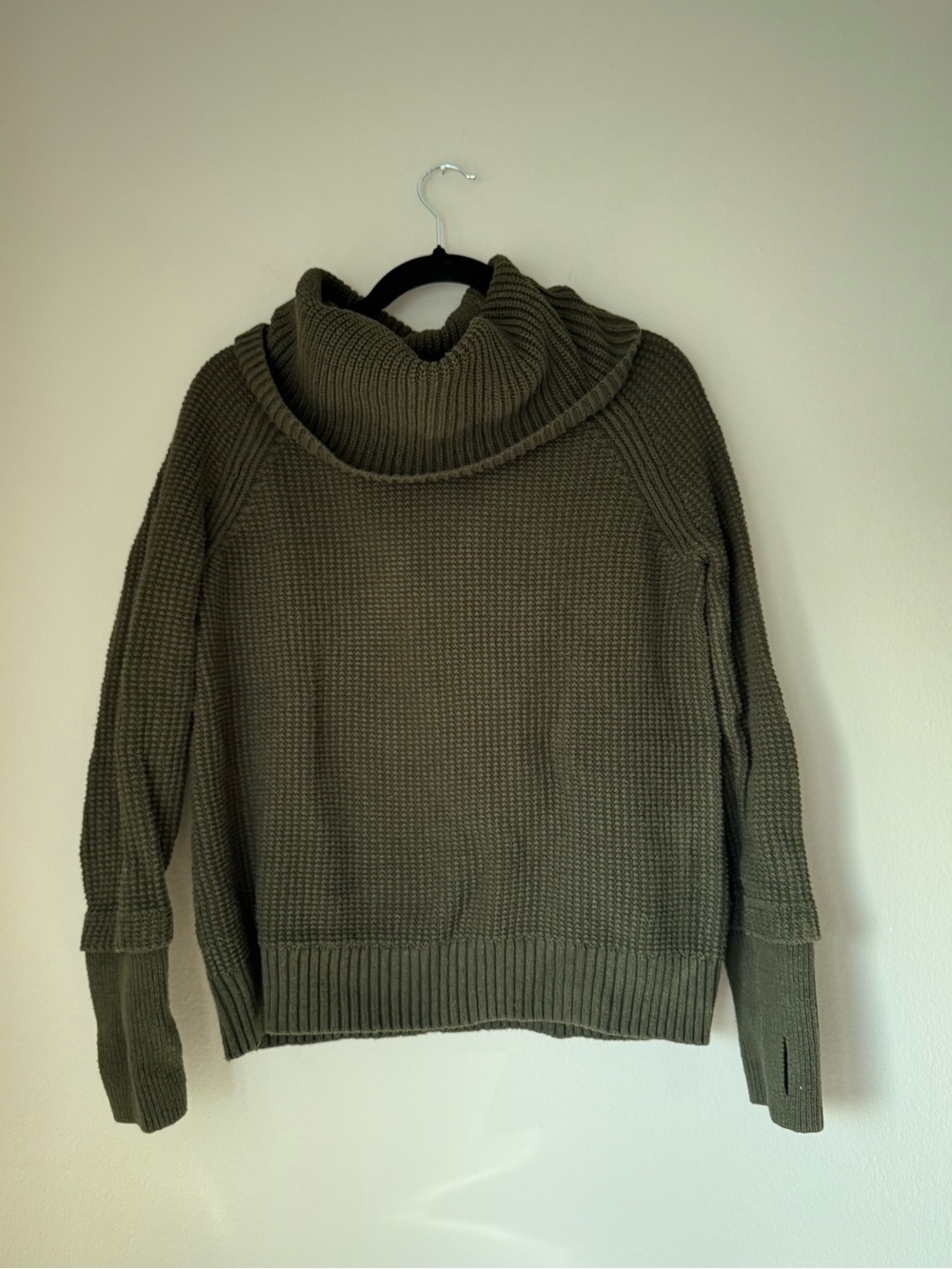 Market & Spruce Olive Cowl Neck Ribbed Sweater